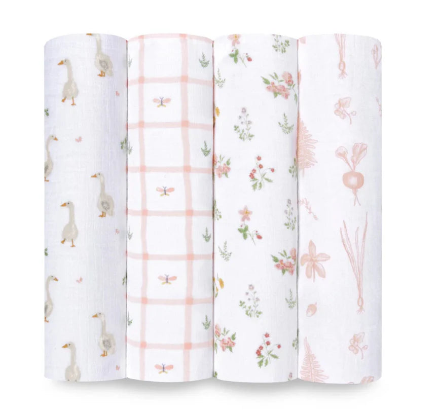 Aden and Anais Essentials Muslin Swaddles 4 Pack - Country Floral