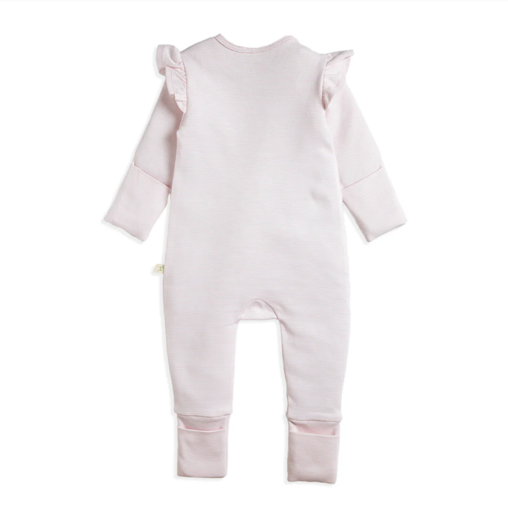 Tiny Twig Long Sleeve Frill Zipsuit - Pink Stripes