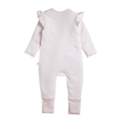 Tiny Twig Long Sleeve Frill Zipsuit - Pink Stripes
