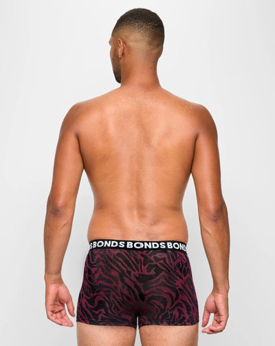Bonds Mens Classic Trunk 3 Pack - Print/Maroon/Black