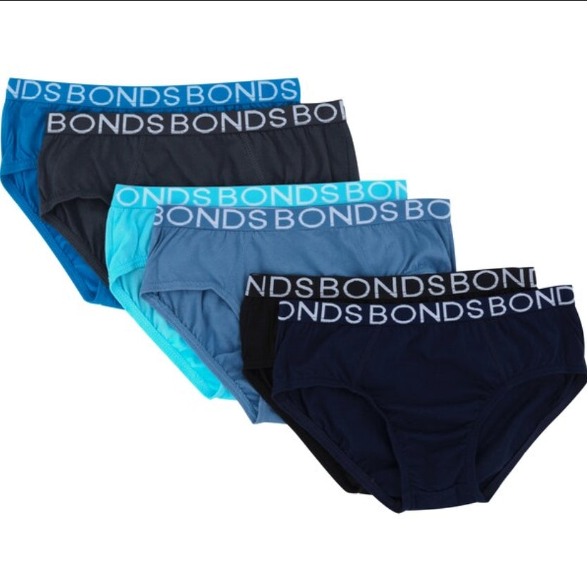 Bonds Boy's Everyday Value Briefs 6 Pack - Navy/Blue/Black