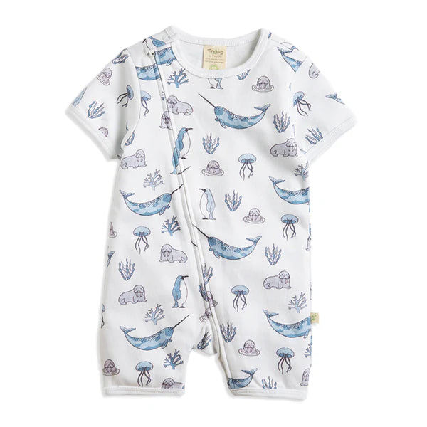 Tiny Twig Short Sleeve Zipsuit - Atlantis