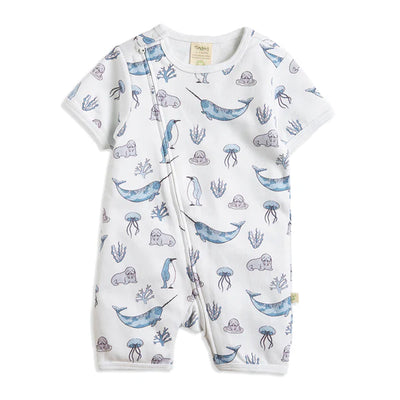 Tiny Twig Short Sleeve Zipsuit - Atlantis