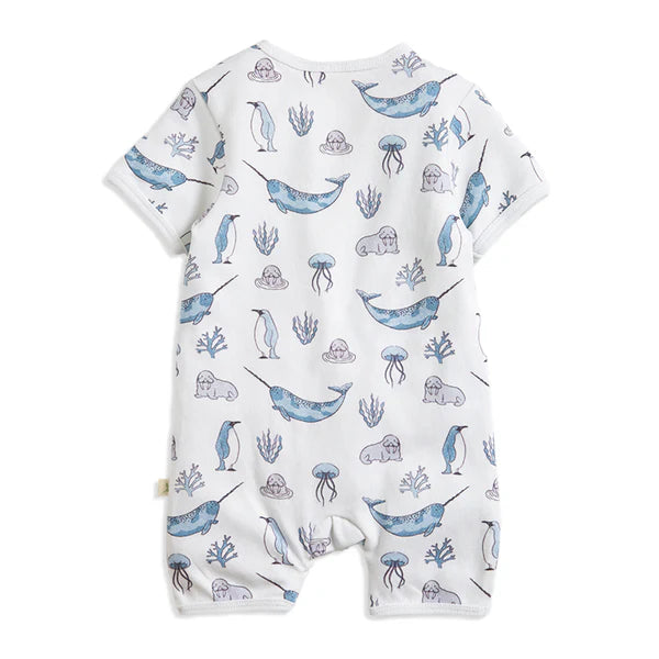 Tiny Twig Short Sleeve Zipsuit - Atlantis