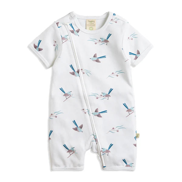 Tiny Twig Short Sleeve Zipsuit - Blue Wren