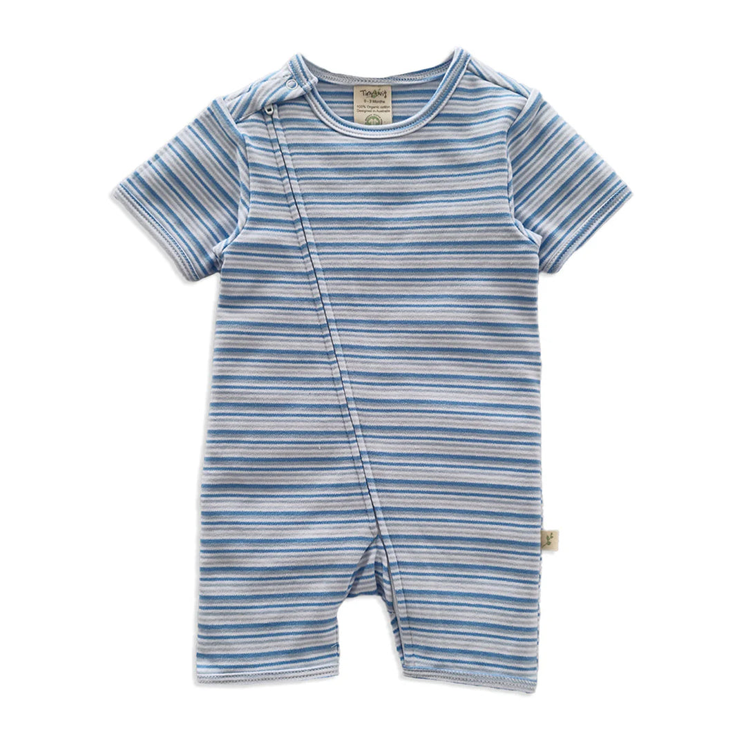 Tiny Twig Short Sleeve Zipsuit Shell Stripes