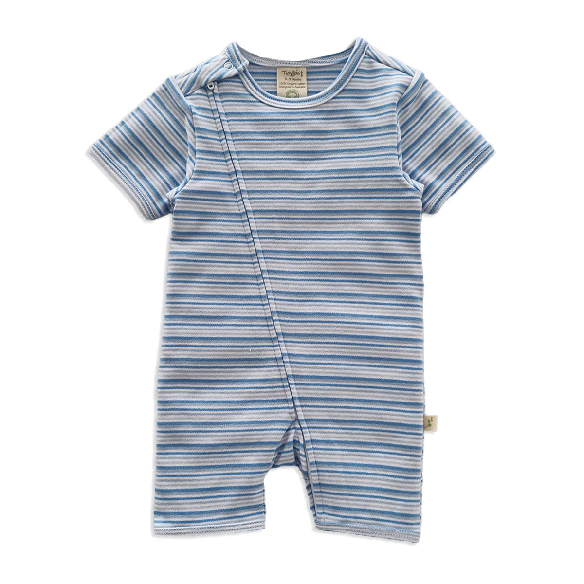 Tiny Twig Short Sleeve Zipsuit - Shell Stripes