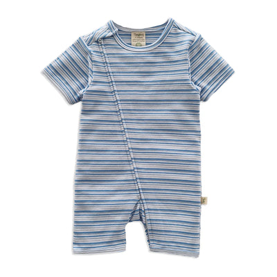 Tiny Twig Short Sleeve Zipsuit - Shell Stripes