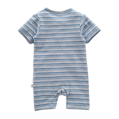 Tiny Twig Short Sleeve Zipsuit - Shell Stripes