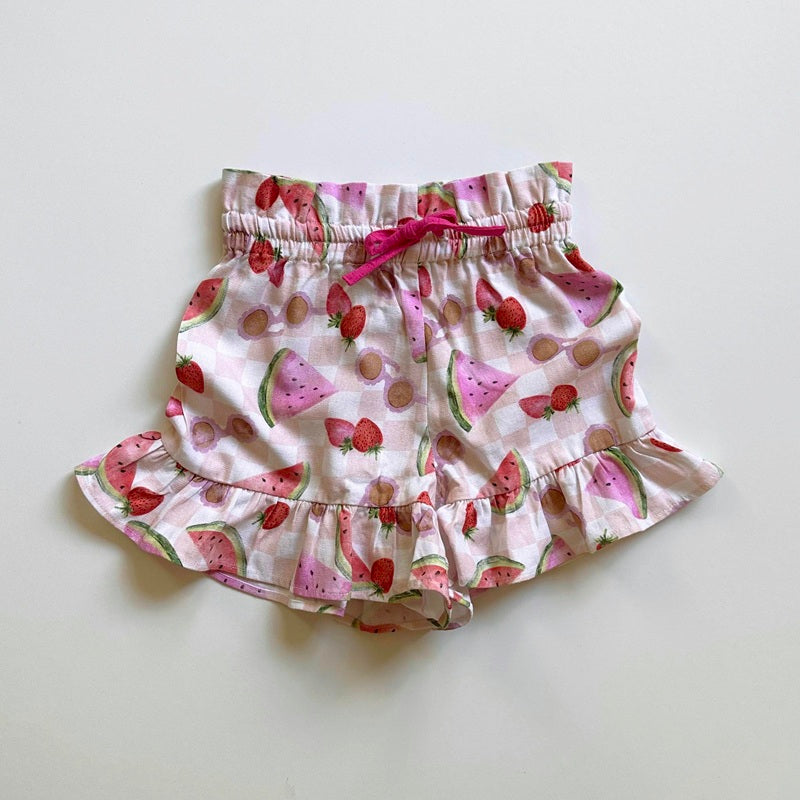Dukes The Brand Macy High Waisted Shorties - Pink Fruit Print