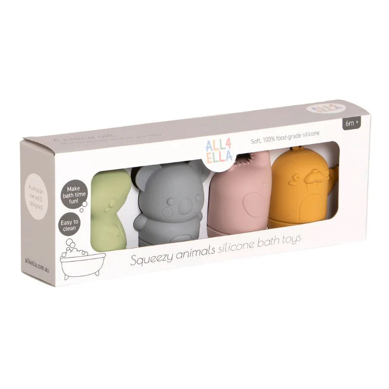 All 4 Ella Silicone Bath Toys - Squeezy Animal Friends