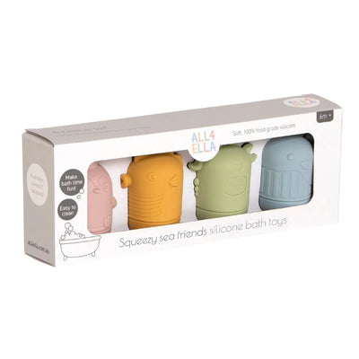 All 4 Ella Squeezy Silicone Bath Toys - Sea Friends