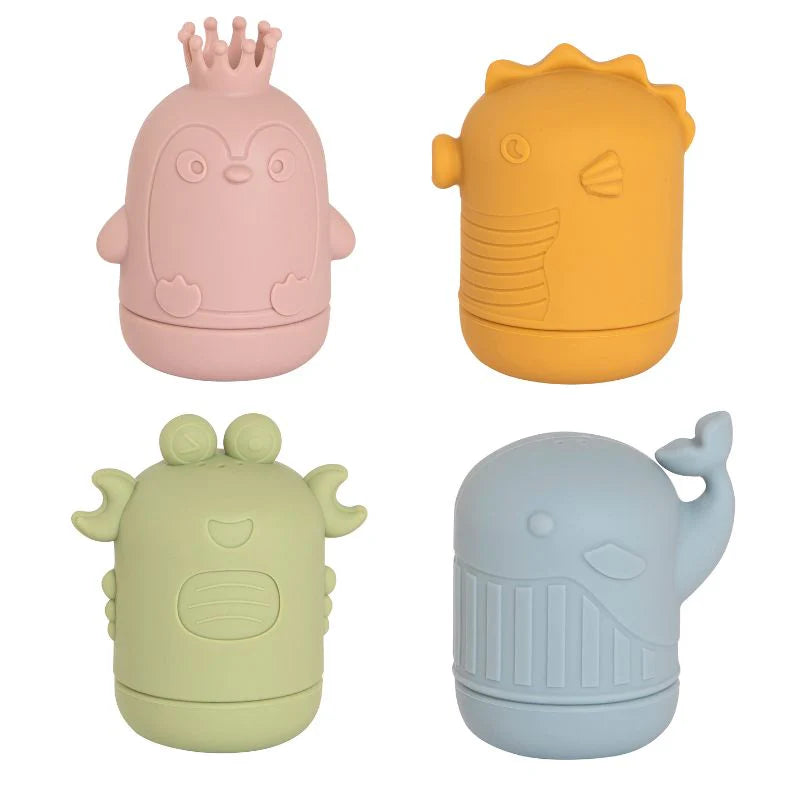 All 4 Ella Squeezy Silicone Bath Toys - Sea Friends