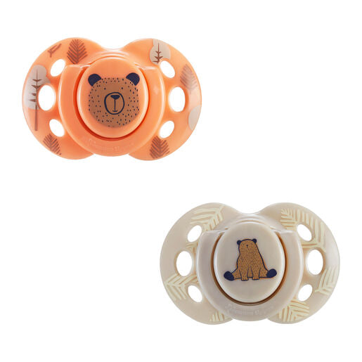 Tommee Tippee Fun Friends Soother 2 Pack 6-18 months - Peach Pack