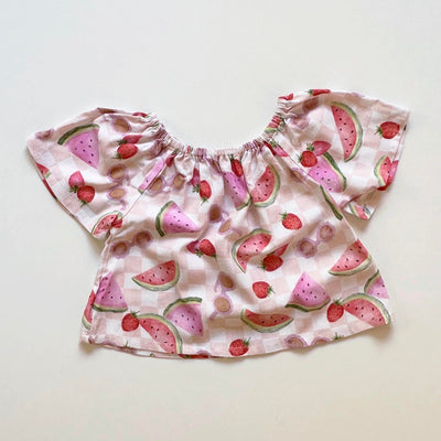 Dukes The Brand Macy Crop Top - Pink Fruit Print