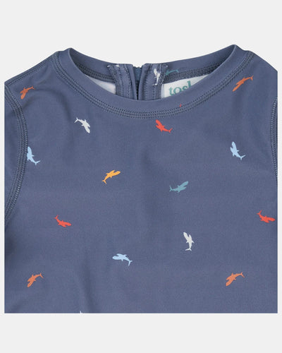 Toshi Swim Kids Rashie Long Sleeve Half Zip Classic - Big Blue