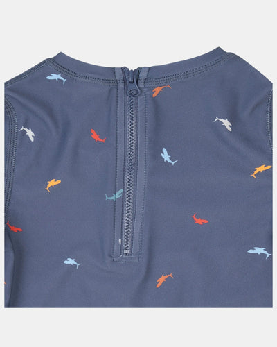Toshi Swim Kids Rashie Long Sleeve Half Zip Classic - Big Blue