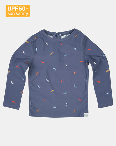 Toshi Swim Kids Rashie Long Sleeve Half Zip Classic - Big Blue