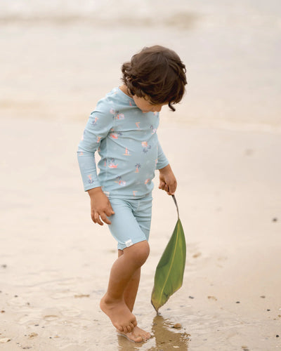 Toshi Swim Kids Rashie Long Sleeve Half Zip Classic - Uluwatu