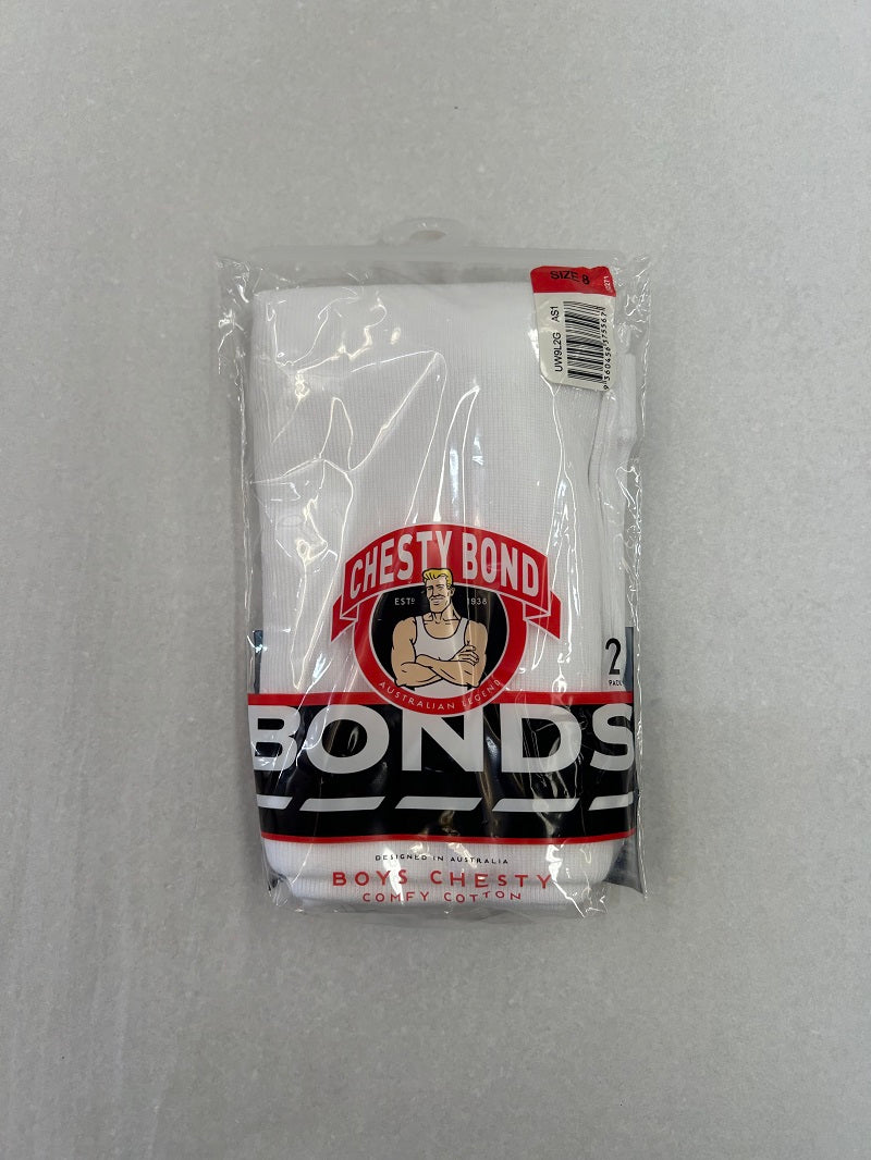 Bonds Boys Chesty 2 Pack - White