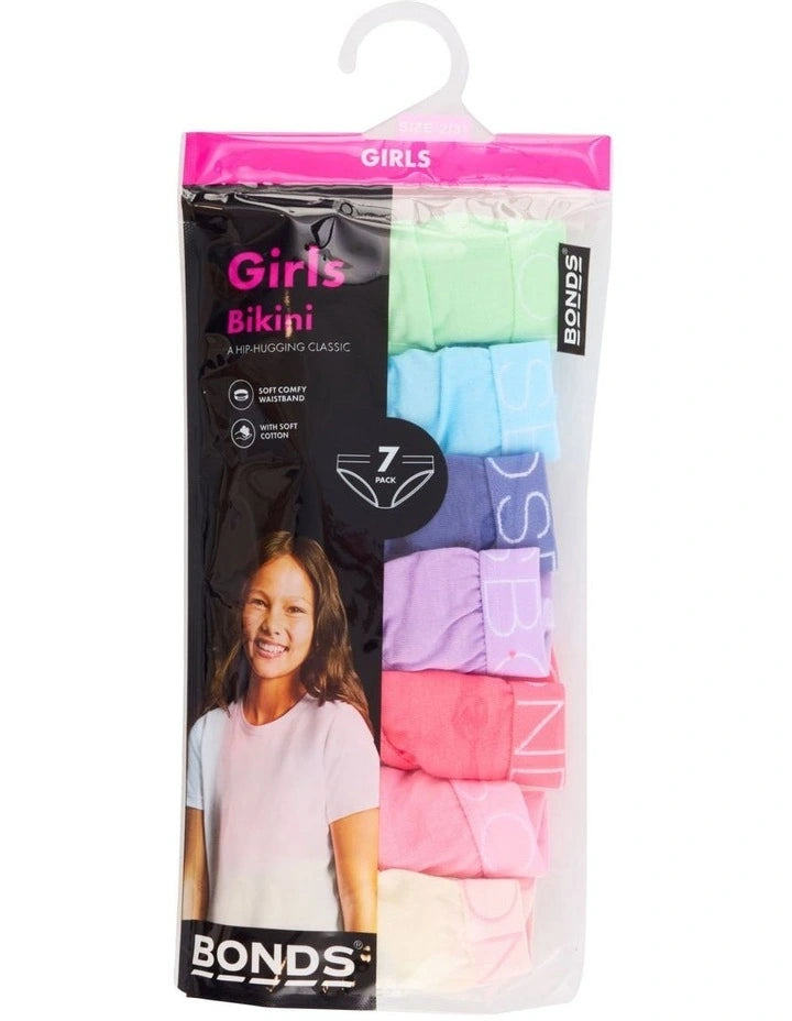 Bonds Girls Bikini 7 Pack - Lime/Blue/Pink/Purple