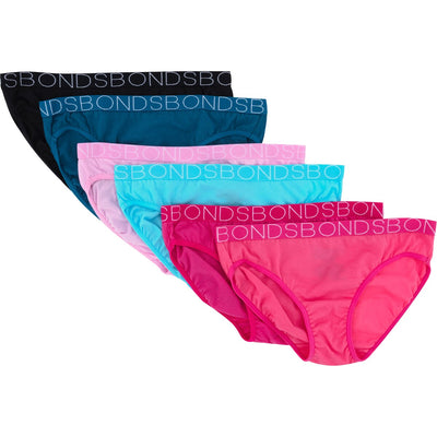 Bonds Girls Bikini 6 Pack - Pink/Blue/Black/Teal