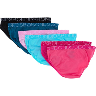 Bonds Girls Bikini 6 Pack - Pink/Blue/Black/Teal