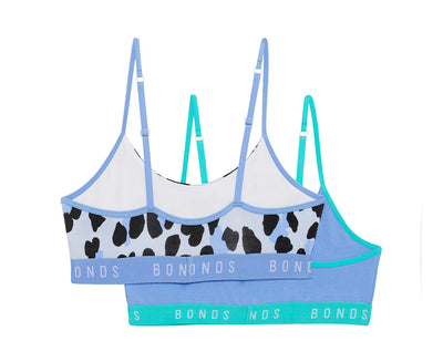 Bonds Girls Hipster Scoop Crop 2 Pack - Leopard Dreaming Blue