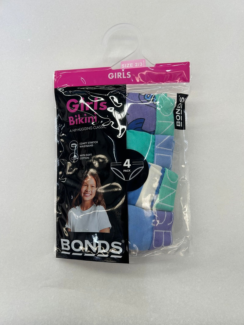 Bonds Girls Bikini 4 Pack - Bonds Paper Sky Purple