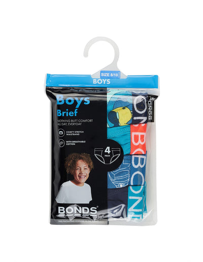 Bonds Boys Brief 4 Pack - Under The Sea