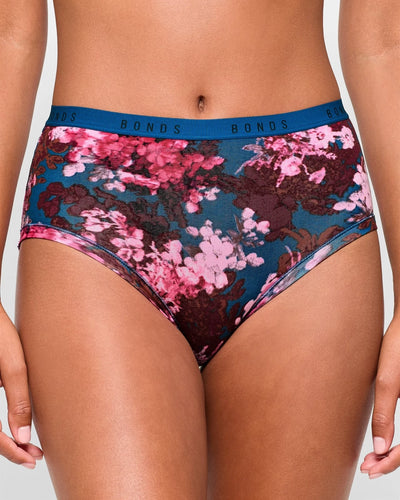 Bonds Womens Cottontails Full Briefs 3 Pack - Blossom Bliss/Chilli Choc/Deep Wisteria