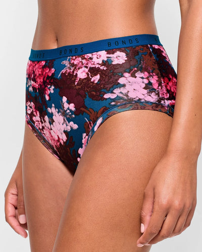 Bonds Womens Cottontails Full Briefs 3 Pack - Blossom Bliss/Chilli Choc/Deep Wisteria