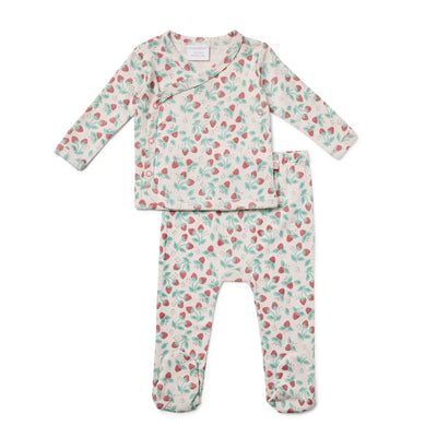 Marquise Wrap Top and Footed Legging 2 Piece Set - Raspberry