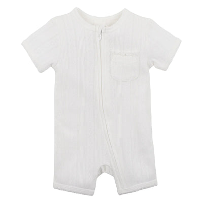 Bebe By Minihaha White Label Cloud Organic Pointelle Short Sleeve Romper