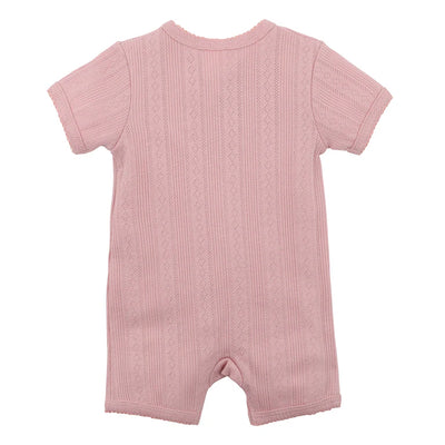 Bebe By Minihaha White Label Dusky Pink Organic Pointelle Short Sleeve Romper