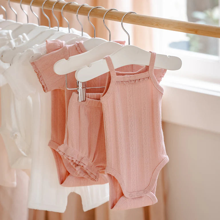 Bebe By Minihaha White Label Dusky Pink Organic Pointelle Bodysuit