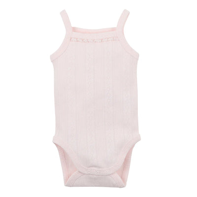 Bebe By Minihaha White Label Pink Organic Pointelle Bodysuit