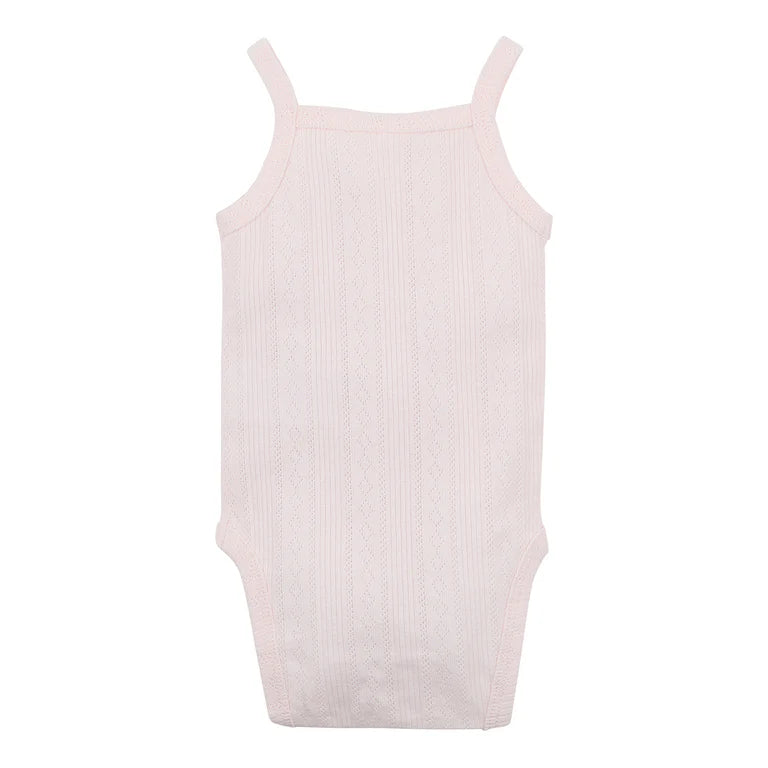Bebe By Minihaha White Label Pink Organic Pointelle Bodysuit