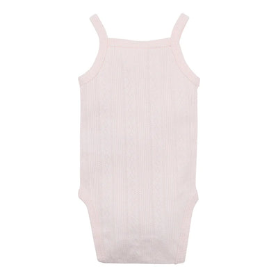 Bebe By Minihaha White Label Pink Organic Pointelle Bodysuit
