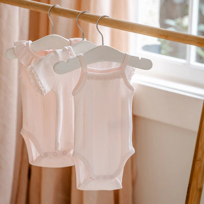 Bebe By Minihaha White Label Pink Organic Pointelle Bodysuit