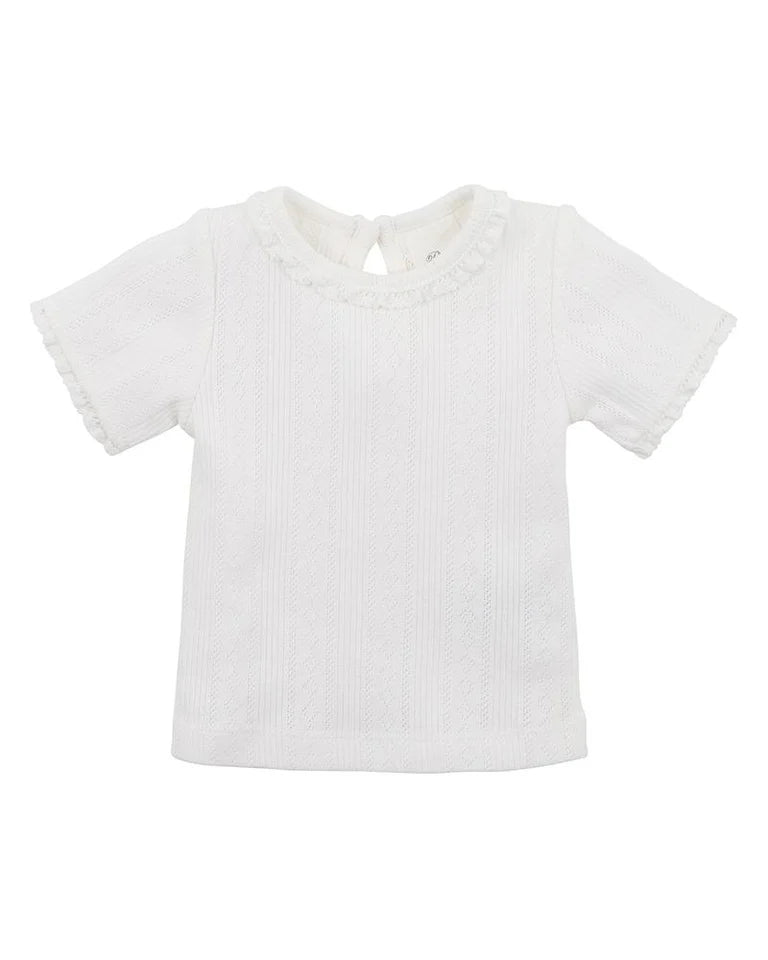 Bebe By Minihaha White Label Cloud Organic Pointelle Short Sleeve Tee