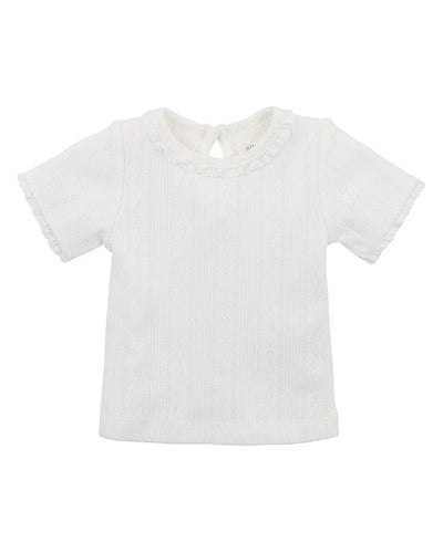 Bebe By Minihaha White Label Cloud Organic Pointelle Short Sleeve Tee
