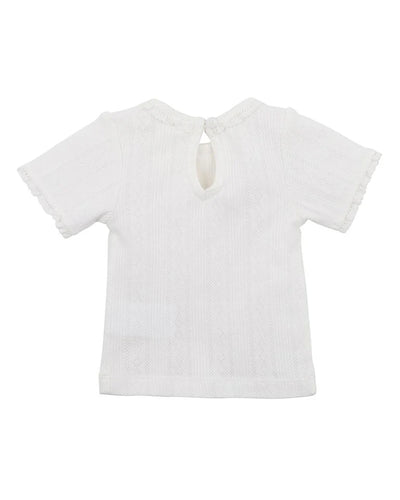 Bebe By Minihaha White Label Cloud Organic Pointelle Short Sleeve Tee