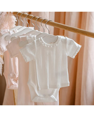 Bebe By Minihaha White Label Cloud Organic Pointelle Short Sleeve Tee