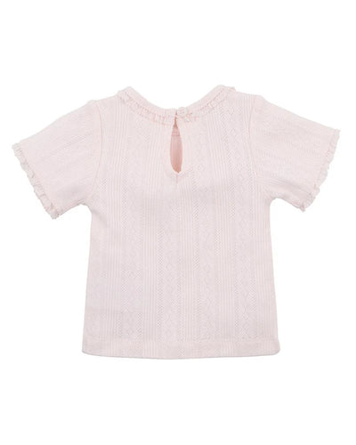 Bebe By Minihaha White Label Pink Organic Pointelle Short Sleeve Tee