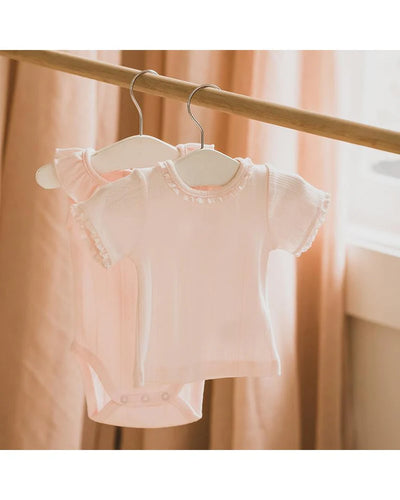 Bebe By Minihaha White Label Pink Organic Pointelle Short Sleeve Tee