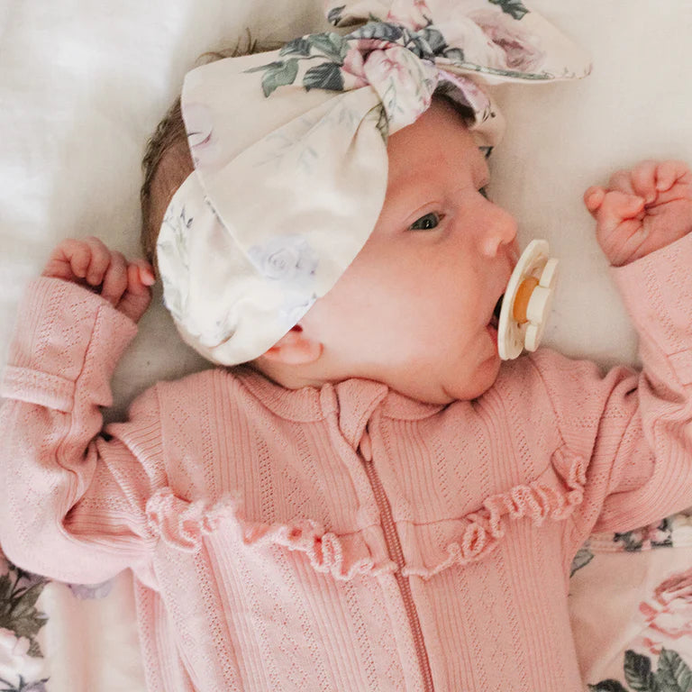 Bebe By Minihaha White Label Dusky Pink Organic Pointelle Long Sleeve Zipsuit
