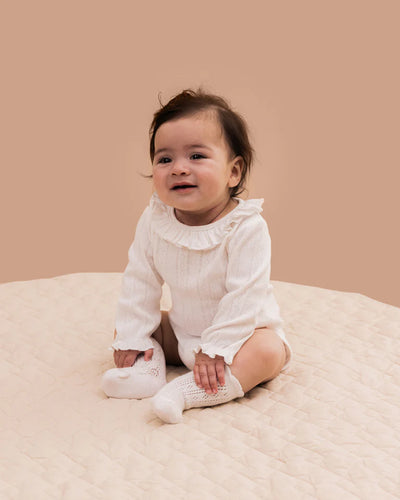 Bebe By Minihaha White Label Cloud Organic Pointelle Long Sleeve Bodysuit