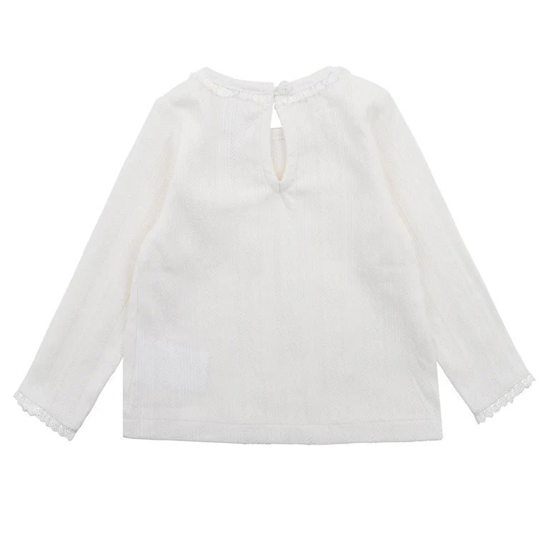 Bebe By Minihaha White Label Cloud Organic Pointelle Long Sleeve Tee