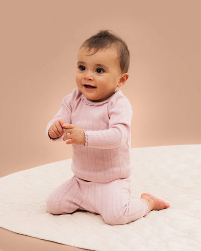 Bebe By Minihaha White Label Pink Organic Pointelle Legging